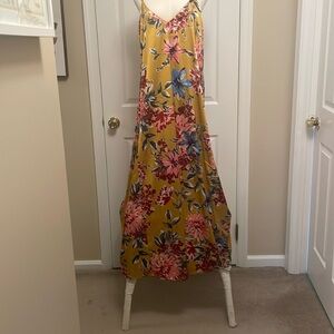 Nicole Miller Yellow Floral Maxi Dress